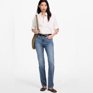 Madewell Women's High Rise Stovepipe Straight Leg Jeans in Deep Blue Tall Length